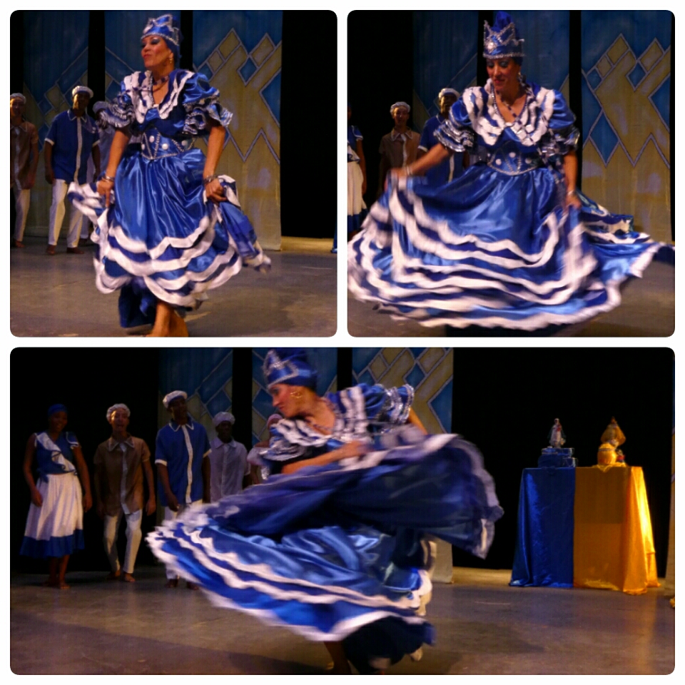 The first dancer Yanixe del Rosario Jimenez and the second level dancer Melissa Alvarez, playing Ochún.