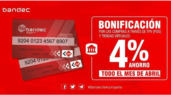 Bonifica BANDEC a clientes que realicen pagos con tarjetas magnéticas