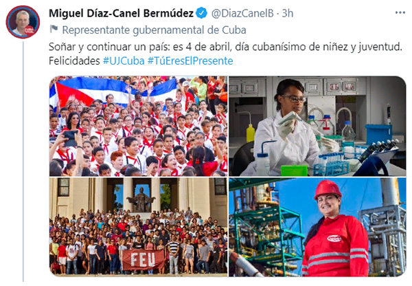 Felicita Díaz-Canel a la UJC y la OPJM en sus aniversarios