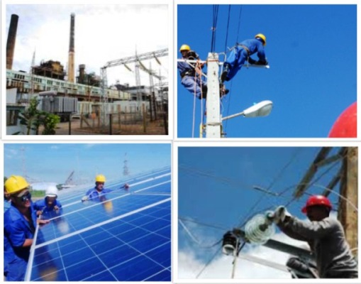 Trabajadores de la empresa eléctica en Camagüey.