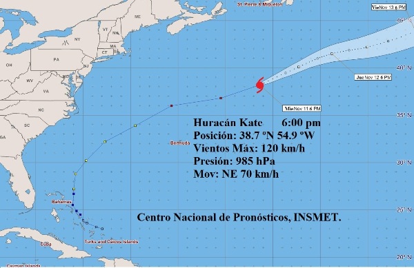 Huracán Kate comienza a perder características tropicales