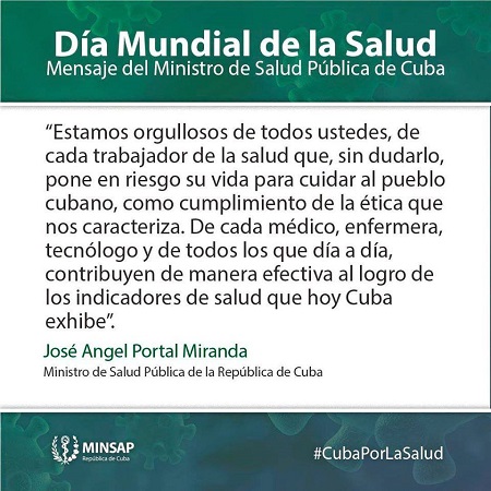 Ministro cubano de Salud Pública a trabajadores del sector: “estamos orgullosos de ustedes”