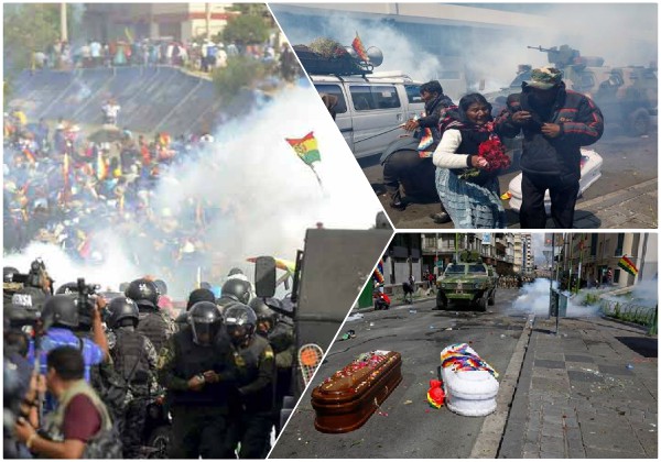 Policía boliviana utiliza gases lacrimógenos contra manifestantes