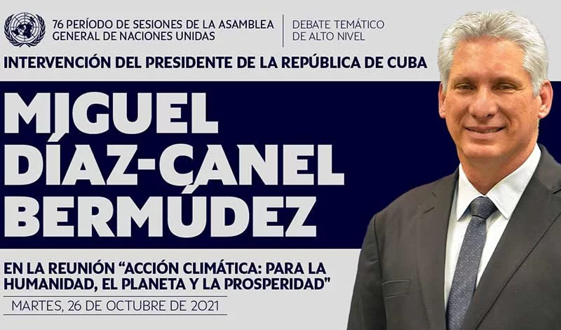 Presidente cubano participará en reunión sobre acción climática