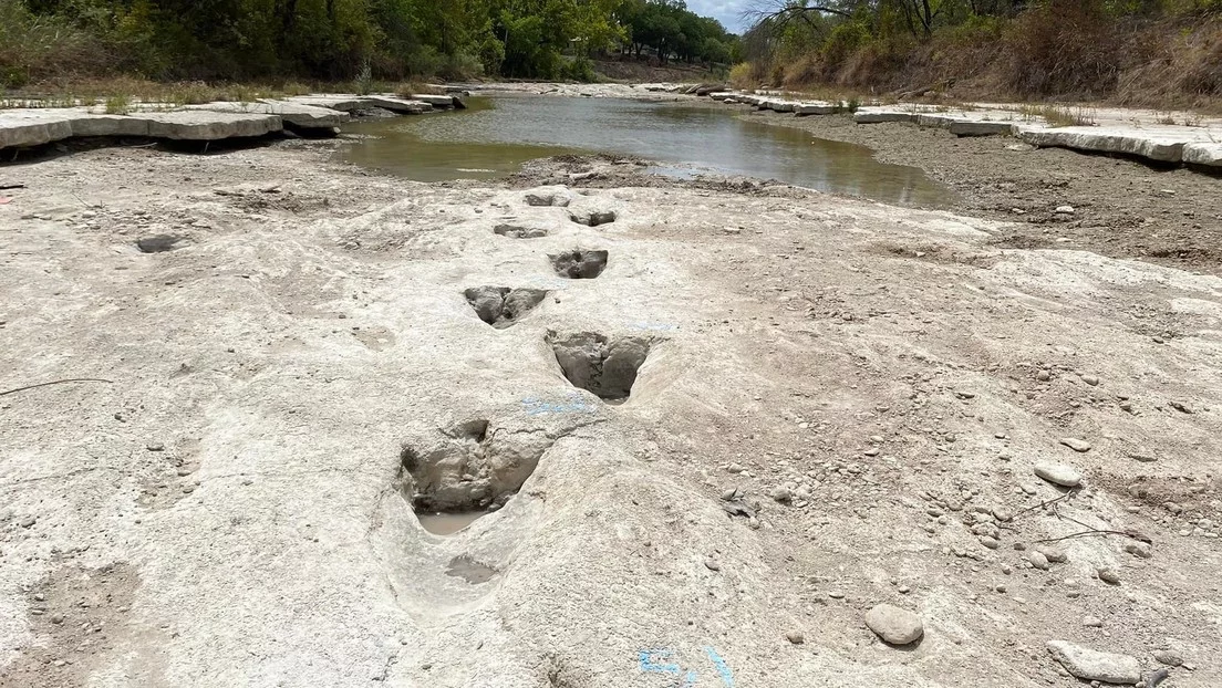 Descubren  huellas de dinosaurios en un río afectado por la sequía en Texas (+ Fotos)