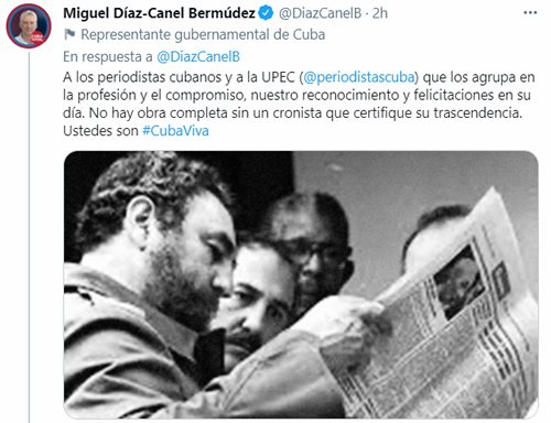 Felicita Díaz-Canel a los periodistas cubanos