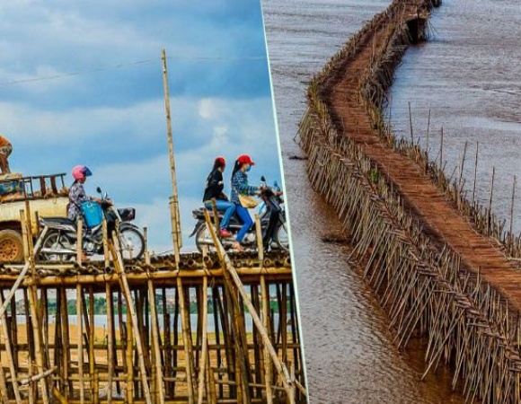 Le plus long pont en bambou du monde est assemblé et démonté chaque année