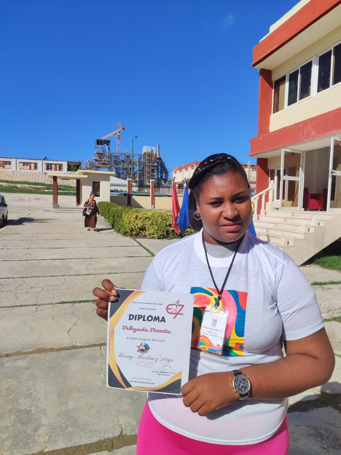 First direct delegate of Camagüey to the XII Congress of the UJC