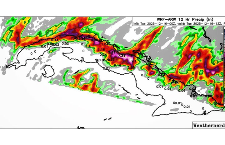 Alerta Insmet lluvias en costa norte por frente frío estacionario