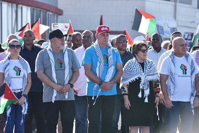 Acompañan Díaz-Canel y Marrero marcha por Palestina (+ Video)
