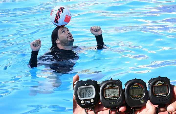 Lefont establece récord mundial equilibrio del balón en el agua