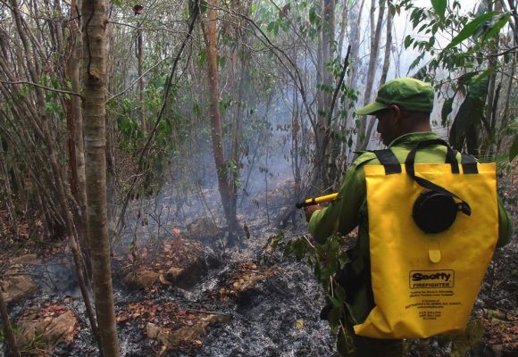 Combaten en Guantánamo incendio forestal de grandes proporciones