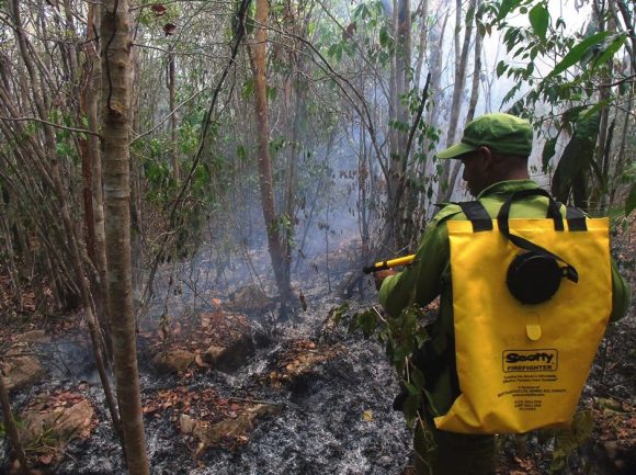 Combaten en Guantánamo incendio forestal de grandes proporciones