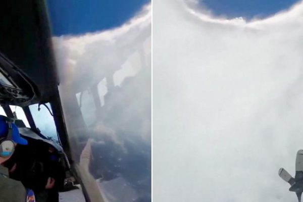 Así se ve el epicentro del huracán Erin desde dentro