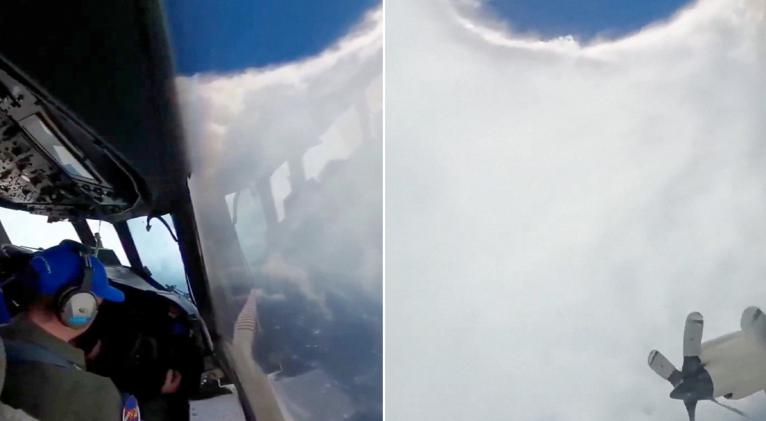 Así se ve el epicentro del huracán Erin desde dentro