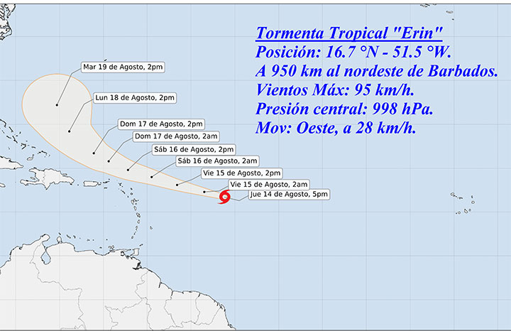 Erin se convierte en el primer huracán de la temporada ciclónica