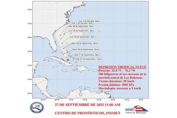 Se forma la depresión tropical nueve al norte del oriente cubano