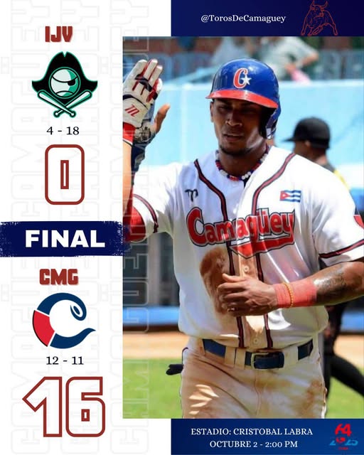 Ofensiva de los Toros apalea pitcheo de Isla de la Juventud