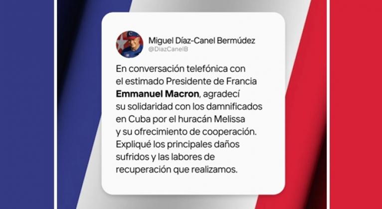 Dialogó Presidente cubano con su homólogo de Francia