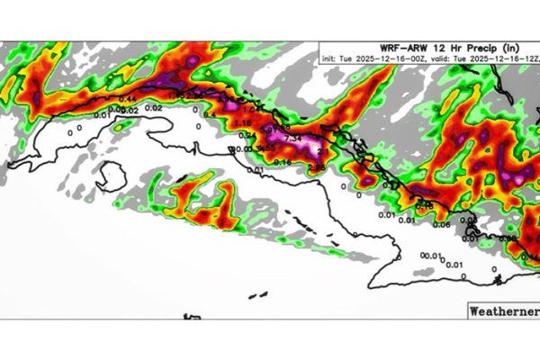 Alerta Insmet lluvias en costa norte por frente frío estacionario