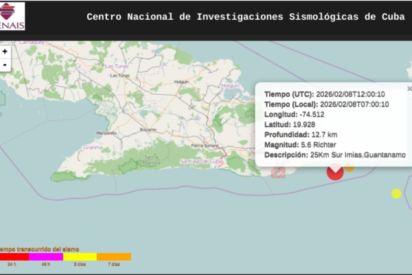 Fuerte sismo perceptible con epicentro en Guantánamo
