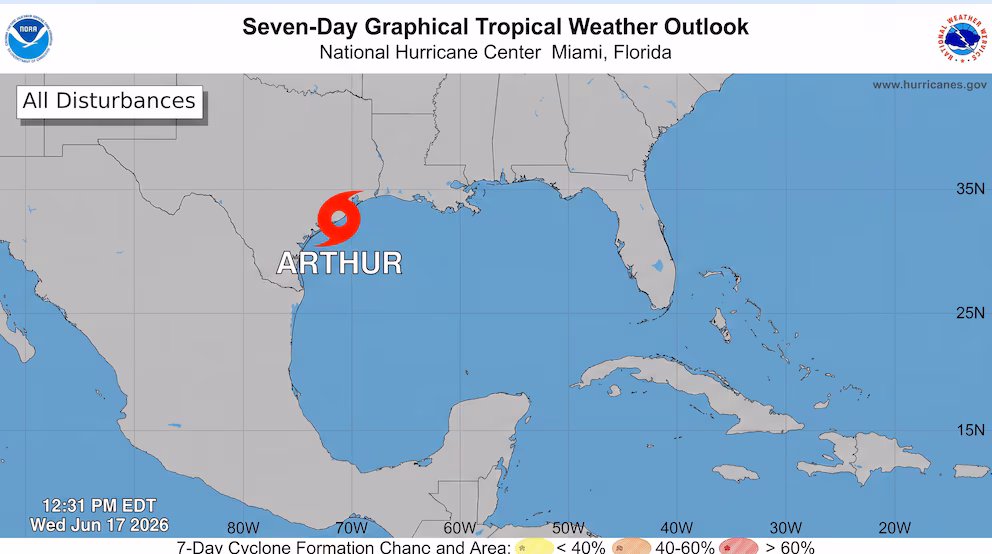 Se forma Arthur, primera tormenta tropical de la temporada ciclónica