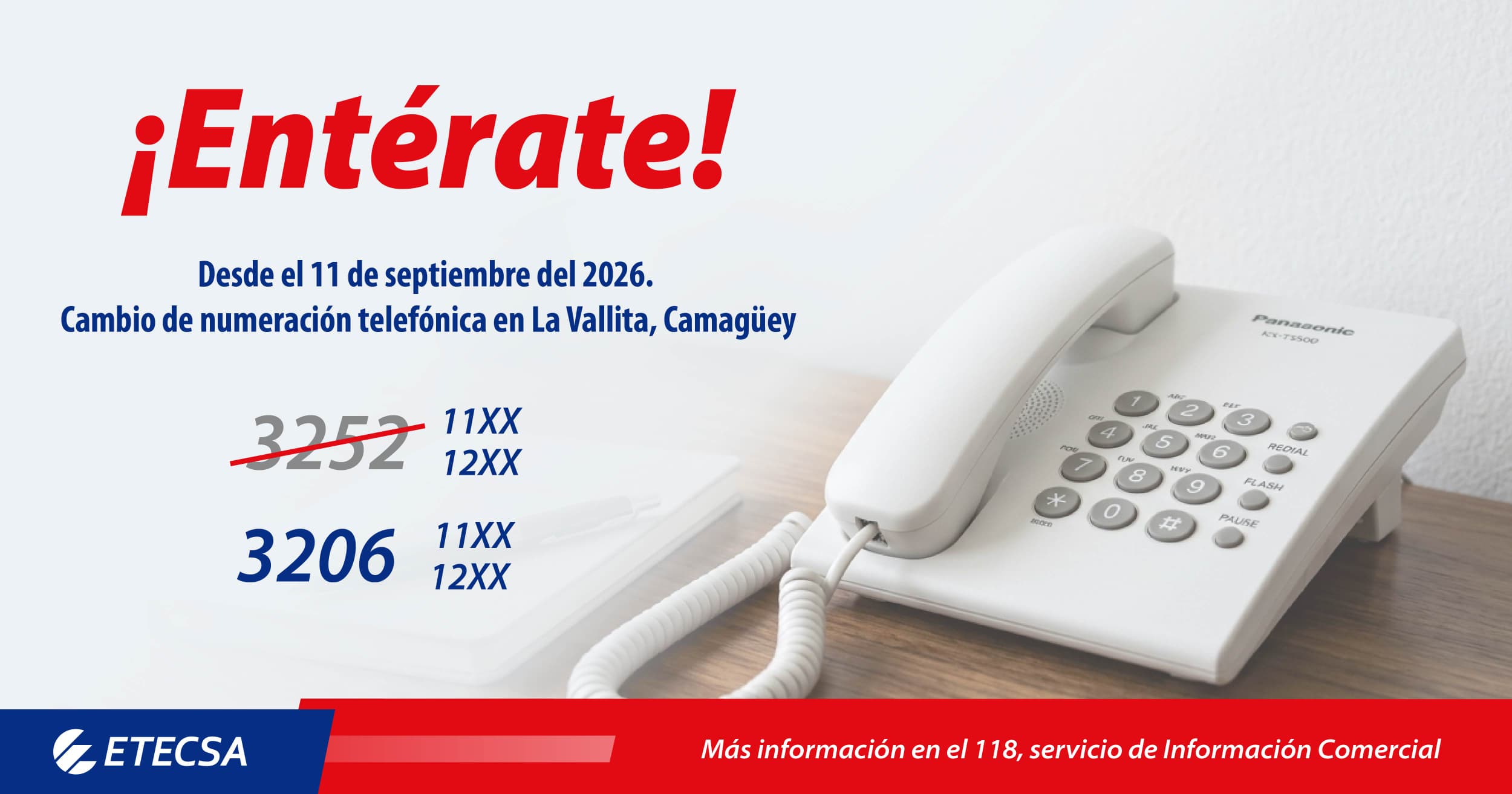 Anuncian cambio de numeración telefónica en La Vallita