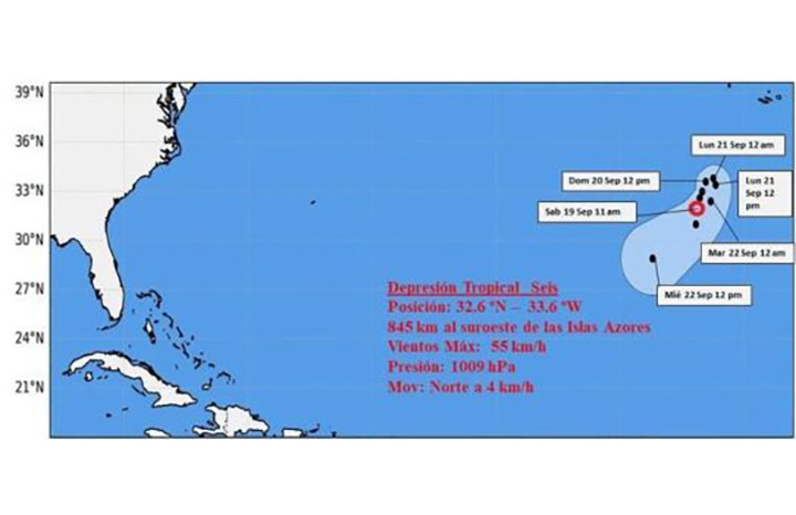 Se formó la depresión tropical Seis en el Atlántico nororiental